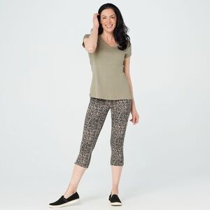 Spanx Jean-ish Capri Shaping Legging Taupe Snakeskin Cotton Blend Women's Medium